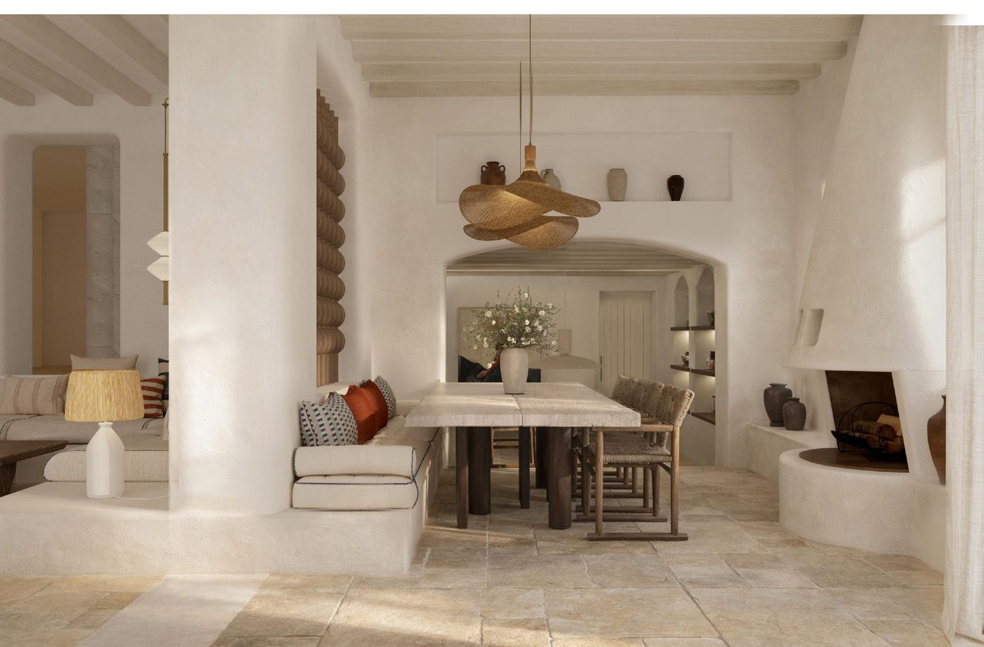 Dining with Fireplace